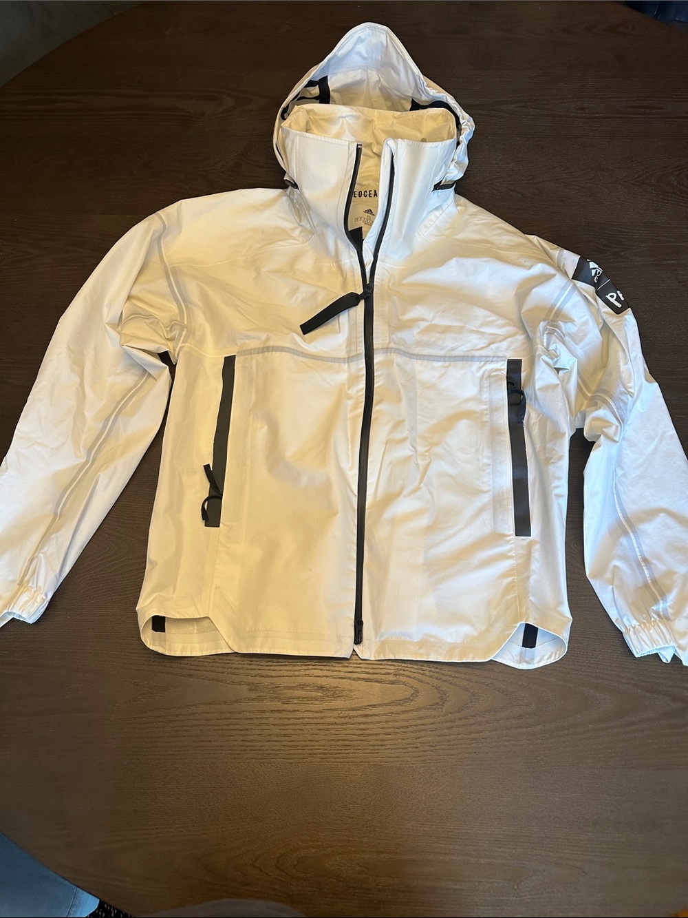 adidas White Rain Jacket with Black Accents